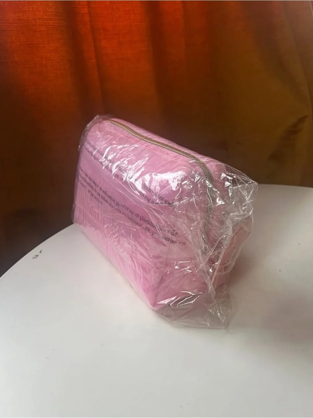 Juicy Couture Pink Quilted Wedge Cosmetic Pouch with Gold Hardware